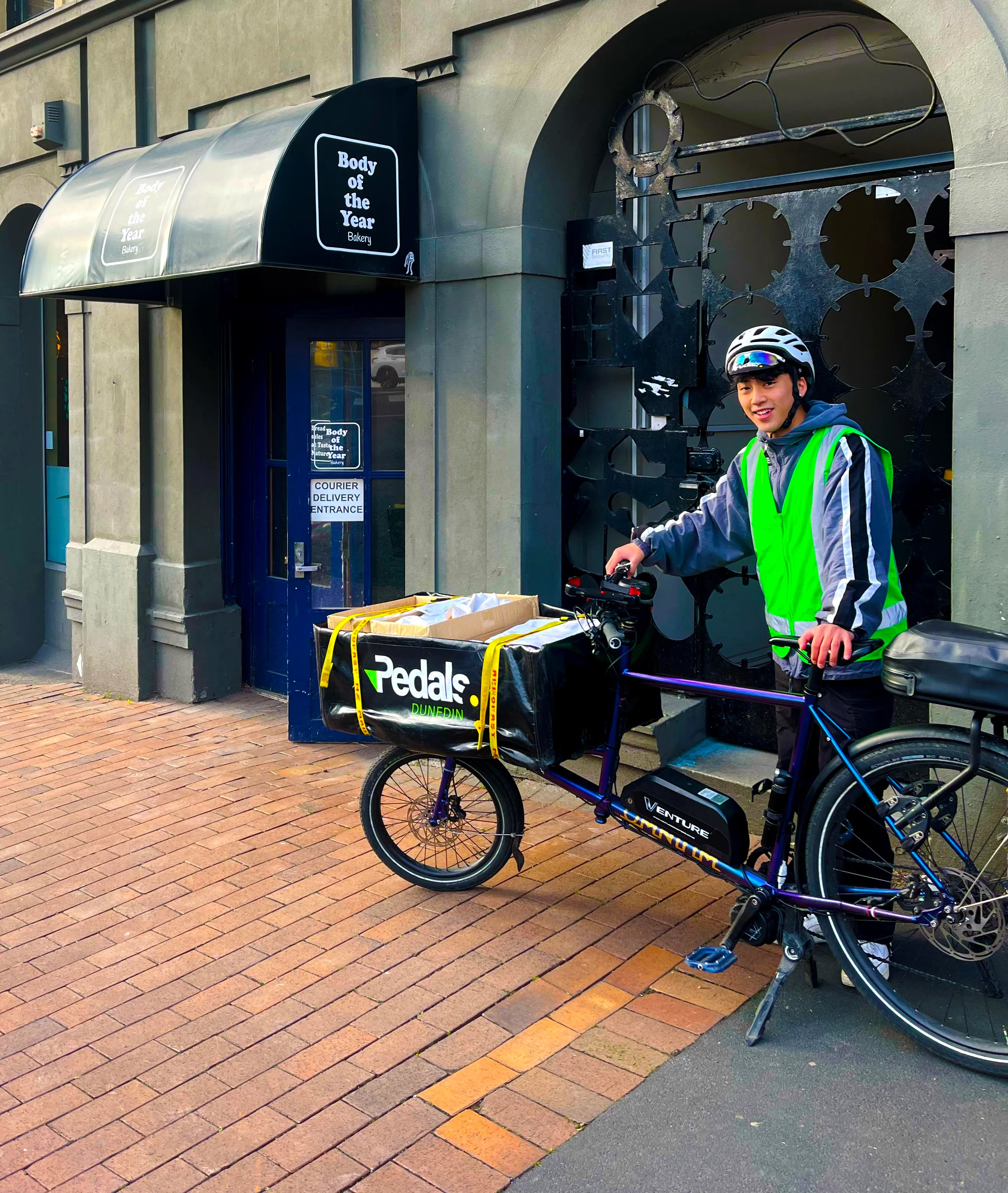 pedals with our bread ready to deliver